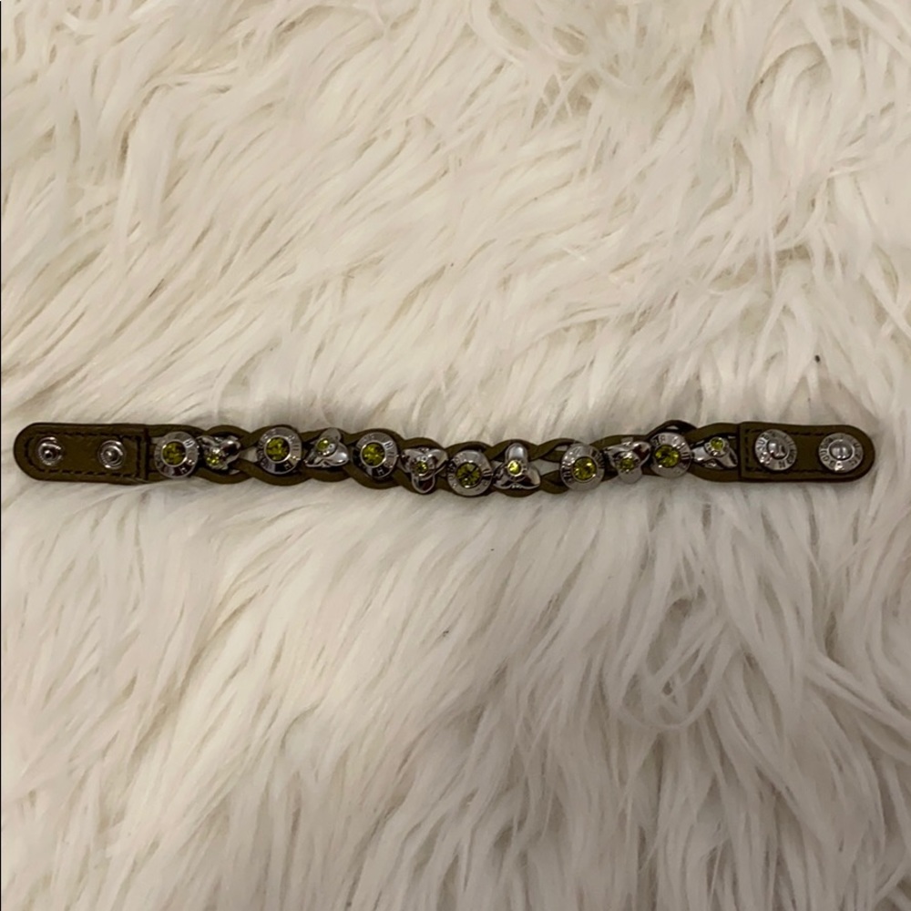 Henri Bendel Olive Green Leather Bracelet